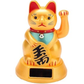 Resim Şans Kedisi, Sevimli Maneki Neko Kolunu Sallıyor Şanslı Kedi, Güneş Enerjili Çağıran Karşılama 