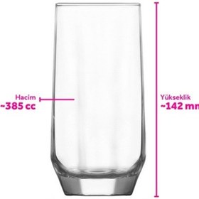 Resim Lav Diamond Cam Meşrubat Bardağı 6'lı 385 ml (Büyük Su/Kokteyl/Limonata Bardağı ) 