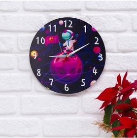 Resim Deep Craft Dekoratif Ahşap Duvar Saati Salon,çocuk Odası Saati - Astronot Karışık Renkli 