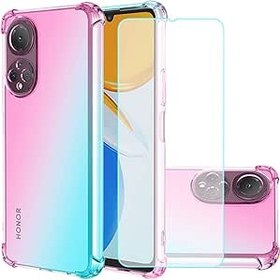 Resim Jhxtech Honor X7 için kılıf, CMA-LX2 CMA-LX1 kılıf, sertleştirilmiş cam ekran koruyucu folyolu, şeffaf renk geçişli kılıf, çizilmeye karşı koruyucu TPU kılıf, Huawei Honor X7 için koruyucu kılıf 
