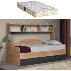 Resim Setay Hera Çekmeceli Karyola + 1 Adet Comfort Yatak - Ceviz/Antrasit 