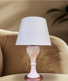 Resim Gordion Abajur Bakır Kaplamalı Krem Çini Krem Şapka Beyaz 