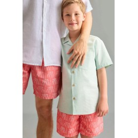 Resim DeFacto Regular Fit Apaş Yaka Poplin Kısa Kollu Gömlek Erkek Çocuk H5738A826HS 
