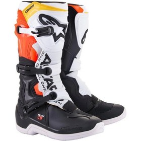 Resim Alpinestars Tech 3 Kros Motosiklet Botu Siyah Beyaz Kırmızı 