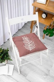 Resim RealHomes Renkli Zemin Üzerinde Yaprak Desenli Dijital Baskılı Modern Pofidik Sandalye Minderi, Pofi-8809 
