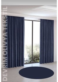 Resim Devrim Olivya Tekstil Lüks 1. Sınıf Düz Dikim Koyu Lacivert Ada Fon Perde En X Yükseklik Koyu Lacivert 