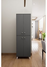 Resim Mirobi Axis Çok Amaçlı Mutfak Dolabı Kiler Dolabı Erzak Dolabı Antrasit 