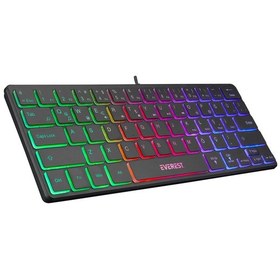 Resim Everest Minico Usb Rainbow Aydınlatmalı Q Kablolu Klavye Slim Kb-73m 
