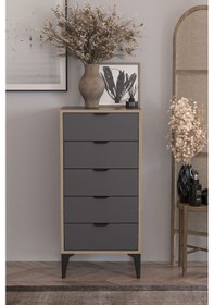 Resim Sarmobi Arden 5 Çekmeceli Şifonyer , Çamaşırlık Siyah 