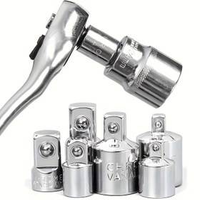 Resim 1 adet Krom Vanadyum Çelik Ratchet Adaptörü - 1/2" - 3/8" - 1/4" Soket Dönüştürücü - Su Geçirmez, Kir ve Kum Dirençli - Mekanikler ve DIY Projeleri için İdeal, DIY Proje Temelleri | Hassas Mühendislik | Korozyona Dirençli Araç 