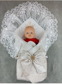 Resim Tomuycuk Erkek Kız Bebek Battaniyesi Kundağı Dantelli Lüks Yenidoğan Hastane Çıkışı Mevlütlük Hediyelik 