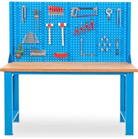 Resim Star Çelik Metal Çalışma Tezgahı-Takım Asma Panolu-Masa Tablası Kayın-1800x760x910/1824 mm 