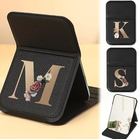 Resim 1 adet Taşınabilir Katlanabilir Makyaj Aynası, 26 Siyah Altın Çiçek Desenli, Hafif Lüks Masaüstü Ayna, Toz Geçirmez ve Su Geçirmez, Dış Mekan Kullanımı İçin, Sevgililer Günü Hediyesi Aşıklar ve Öğretmenler İçin 