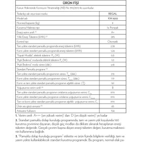 Resim Regal KM 8202 8 kg A+ Isı Pompalı Kurutma Makinesi 