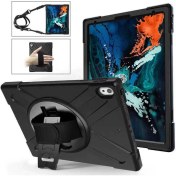 Resim Fuchsia Apple iPad Pro 12.9 2018 (3.nesil) Uyumlu Defender Zırh Tablet Kılıfı Askılı 360° Dönebilir Standlı Tam Koruma 