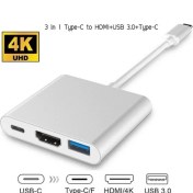 Resim VİZY10 Dizüstü Bilgisayar Uyumlu 4K Full Hd C Tipi - HDMI Kablo Çevirici Çoklayıcı USB 3.1 C Tipi - HDMI 3'ü 1 Arada Destek 1080P 3D Dönüştürücü Kablosu 