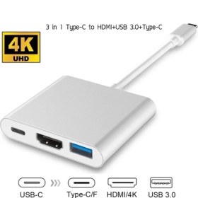 Resim VİZY10 Dizüstü Bilgisayar Uyumlu 4K Full Hd C Tipi - HDMI Kablo Çevirici Çoklayıcı USB 3.1 C Tipi - HDMI 3'ü 1 Arada Destek 1080P 3D Dönüştürücü Kablosu 