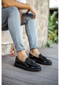 Resim Mn002 - Rst Loafer Verniciata Erkek Ayakkabı Sıyah Siyah 