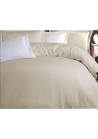 Resim Çizgili Saten Bej Renk Tek Kişilik Nevresim Takımı Çok Renkli 