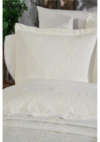 Resim Çeyiz Diyarı Sahra 10 Parça Battaniyeli Çeyiz Seti Krem Krem 