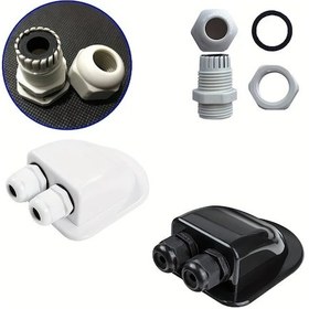 Resim Willowhaven Çift Delikli Siyah Solar Panel Kablo Kutusu Karavan Yat Tekne Aksesuar 