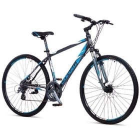 Resim Corelli Trivor 5.1 V Fren Shimano 21 Vites 28 Jant Şehir Tur Bisikleti Koyu Gri Mavi Beyaz 18 Kadro 