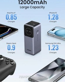 Resim Ugreen Nexode Pro 12.000 Mah 100w Hızlı Şarj Powerbank, 1xusb-c, 1xusb-a, 35526b Gri 