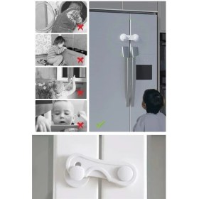 Resim Raftan Topla Bebek Çocuk Güvenliği Çekmece ve Dolap Için Kendiliğinde Yapışkanlı Vidasız Kapak Kilidi 