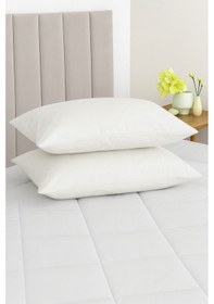 Resim Vevra 2 Li Düz Krem Renk Yastık Kılıfı Pamuklu Kumaş Fermuarlı Gri 