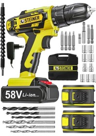 Resim Steiner V-tech 58 V 5 Ah Darbeli Şarjlı Çift Akülü Vidalama Matkap Sarı 