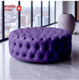 Resim Smarto Relax Puf Evolene Ayaksız Kapitoneli Dekoratif 100x45 Cm Mor Mor 