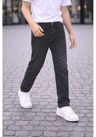 Resim Cedy Denım - Yüksek Kalite Erkek Çocuk Yüksek Bel Regularfit Esnek Jean Pantolon C800 Antrasit 
