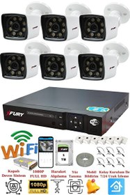Resim Fury 6 Kameralı 5 MP Lens 1080p 2 MP Color Görüntü 8 Warm Led Gece Görüş FHD Güvenlik Kamera 5525W 1 TB 
