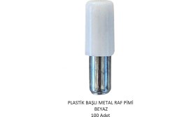Resim Plastik Metal Başlı Raf Pimi beyaz 100 adet 