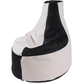 Resim Siyah & Beyaz Deri Armut Koltuk Küçük 67 60 25 Cm Siyah - Beyaz 