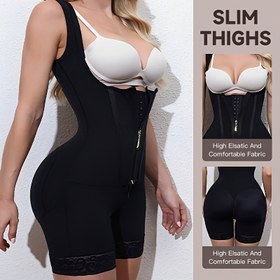 Resim 1 Adet Kadınlar İçin Yüksek Bel Post-Hamilelik Korset Benzeri Şekillendirici Bodysuit - Tam Boy Fermuarlık, Dantel Panel & Karın Kontrolü, Şun Stili Kompresyon Giysisi Ameliyat Sonrası/Destek İçin, Göğüs ve Kalça Liftli Tüm Vücut Uyumlu Siyah/Beyaz/Gri/Lacivert/Bej Seçenekleri, Şık Ve Rahat Günlük kullanım&Antrenman için, İnce Dokulu & Struktür Desteklidir 