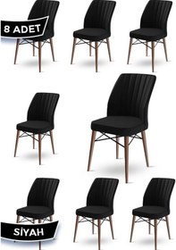 Resim Canisa Flex Serisi, Üst Kalite Mutfak Sandalyesi, 8 Adet Siyah Sandalye, Gürgen Siyah Ahşap Ayak Sandalye Siyah Ayaklar Siyah 