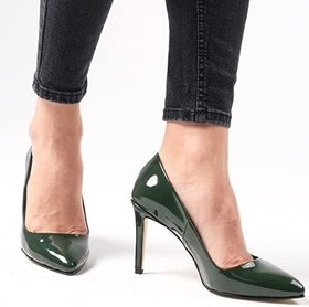 Resim Mio Gusto Basic Yeşil Rugan Kadın Stiletto Topuklu Ayakkabı 