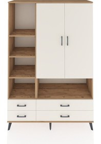 Resim Hyperion Dolap 8 Raflı 4 Çekmeceli 2 Kapaklı 132x44x195 Çam-a... Çam 