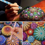 Resim 5 Adet Paslanmaz Çelik Mandala Noktalama Araçları Seti, Boya Kalemleri, Şablonlar, Çizim Kalemleri, Sanatsal El Sanatları ve Süslemeler için Resim Seti 