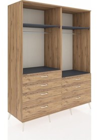 Resim Kronos Gardrop 4 Raflı 7 Çekmeceli 2 Askılı 176x59x221 Çam-antrasit/çam Antrasit/çam 