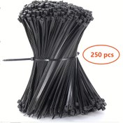 Resim 250 adet Ağır Hizmet Tipi Kablo Bağları - 10.16-25.4 cm, 22.68 KG Çekme Dayanımı - Kendinden Kilitli Siyah Naylon, İç ve Dış Mekan Kullanımı İçin Güvenli 