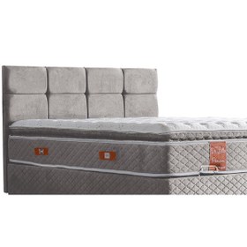 Resim Gümüş Çift Kişilik Baza Başlık Real Pedli Yatak Seti Gri 150 x 200 