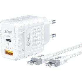 Resim Pell PL-E17 30w Gan PD Ultra Hızlı Şarj Cihazı Çift Port-TYPE-C TO TYPE-C KABLO 
