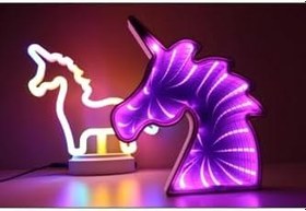 Resim Unicorn Neon ve Aynalı Unicorn Led Gece Lambası 
