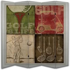 Resim Golf Tasarımlı Özel Tasarım Paravan Room Divider 180 x 200 cm 