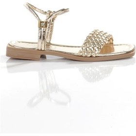 Resim Mia026-1561 Kadın Altın El Örgülü Abiye Günlük-düğün-eğlence-tatil Sandaleti Altın 