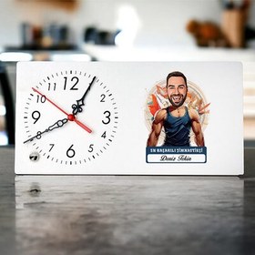 Resim Karikatürlü En İyi Erkek Jimnastikçi Masa Saati 