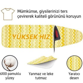 Resim Ütü Masası Kılıfı Keçeli Sarı Zikzak Desen Battal Boy Xxl Pamuklu Yanmaz Üretim Sarı 