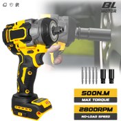 Resim Kablosuz darbeli anahtar, 1/2 inç fırçasız yüksek torklu anahtar, 500N.m, 2800RPM darbe tahrik kiti, for Dewalt pil için matkap ucu/soket, ev dekorasyonu ve araba tamiri için uygun 